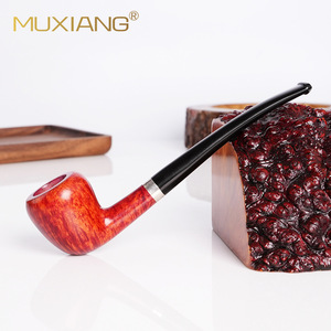 Muxiang Tobacco Pipe Bent Type 3mm Smoke Channel Handmade Solid Wood Smoking Accessory - Product Image 3