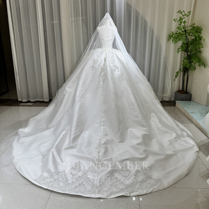 Lsoy047 <b>Wedding</b> Dress Ball Gowns Bridal Luxury Style Satin Shinny Rhinestones Skirt Sleeveless Princess Ivory Jancember - Product Image 5