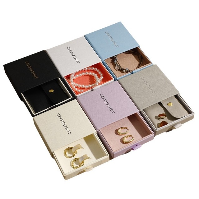 Premium Custom Jewelry Package Cardboard Special Paper Drawer Ribbon Box UV Logo for Jewelry Gift Box