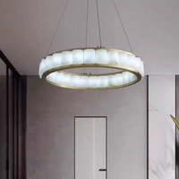 Lustre Minimaliste Espagnol Long en Alabâtre et Cuivre, Luxe Léger pour Hôtel, Villa, Salon, Restaurant, Salle à Manger, Chambre à Coucher, Moyen-Orient