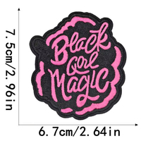 Patchs en feutre thermocollants roses/noirs tendance, faits main, avec broderie de lettres et sequins, diverses expressions inspirantes pour vêtements, casquettes et sacs