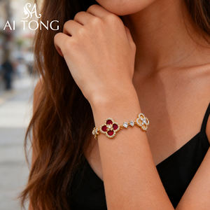 Bracelets classiques en laiton plaqué or 18 carats avec zircon, ajustables, bijoux de mode, bracelets pour cadeau de petite amie, de <span class=keywords><strong>maman</strong></span> - Product Image 1