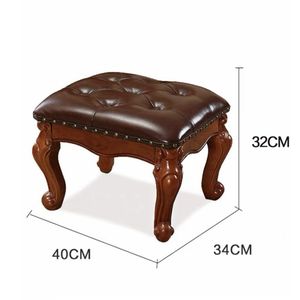 Tabouret carré en bois et cuir de haute qualité, pour salon, canapé, ou comme tabouret à chaussures, disponible en différentes tailles - Product Image 2
