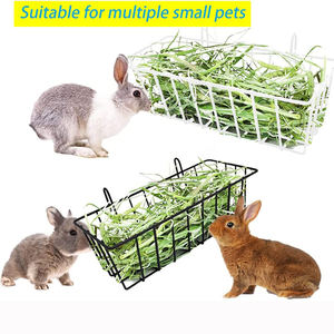 Porte-foin JH-Mech avec deux crochets supplémentaires pour réduire les déchets en économisant beaucoup d'herbe Mangeoire à foin pour lapin en métal - Product Image 3