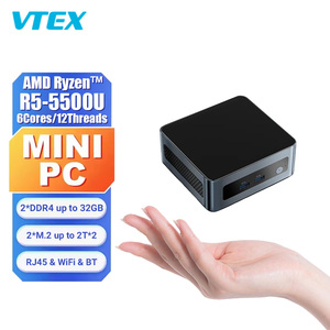 Business Office Mini <strong>Computer</strong> R5-5500U BT5.3 WIFI 6 DDR4 RAM Dual M.2 Slots <strong>Type</strong>-C PD DP <strong>Data</strong> Metal Frame Wall Mount Mini PC - Product Image 1
