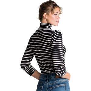 Pull à col roulé rayé personnalisé pour femme, manches longues, ajusté, col haut, léger, doux, extensible, tricoté, toutes saisons - Product Image 2