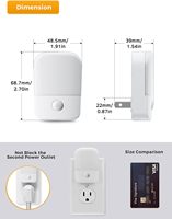 ZHILAI Mini Veilleuse LED Murale Moderne à Capteur de Lumière Ambre, Intensité Réglable, Détecteur Crépusculaire, pour Chambre, Dimmable, Certifiée FCC