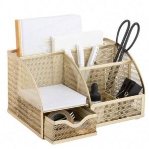 Small Office Desk Organizers Designer Cute Gold Desk Accessories Desk Organization Metal Gold Desktop Organizer - Product Image 1