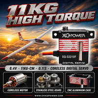 Servomoteur RC pour avion 11KG XQ-S2210F sans noyau 10mm mince haute vitesse étanche engrenage en acier inoxydable 8.4V 0.11-0.15sec/60 Vente en gros