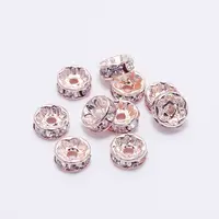 Assortiment de perles strass en cristal, vente en gros, pièces, 4mm 6mm 8mm 10mm, breloques, couleur or Rose, perles d'espacement