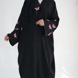 Limanying Latest Islamic Clothing Nida Black Abaya Dubai Designs Abaya Women Muslim Dress Cardigan With Butterfly Modest abaya