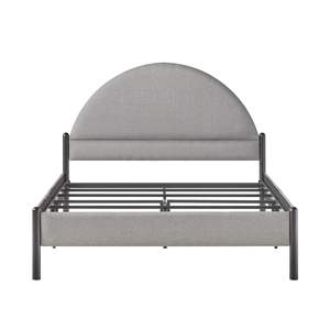 Cabecero curvo tapizado Gris moderno DB, marco de cama Queen, muebles para el hogar suaves con mechones para dormitorio o apartamento - Product Image 2