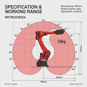 หุ่นยนต์ผลิตของ BORUNTE รุ่น 6 แกน สำหรับโรงงาน BRTIRUS1820A รับน้ำหนักได้ 20 กก. ระยะเอื้อม 1895 มม. หุ่นยนต์เชื่อมแบบโคบอทสำหรับเครื่องจักร - Product Image 3