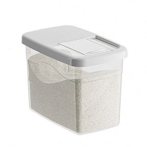 Seau à riz en plastique anti-humidité avec couvercle épaissi pour la cuisine, idéal pour le stockage de céréales, farine et aliments - Product Image 3
