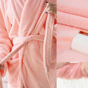 Albornoz Súper Suave y Cálido, Toalla de Tela de Terry de Lana Coral, Bata de Spa para Hotel, Bata de Color con Logotipo Personalizado, Albornoz Largo de Gran Tamaño para Hombre y Mujer - Product Image 6