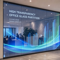 Écran LED transparent personnalisé en verre pour cloison de verre de hall d'accueil de bureau