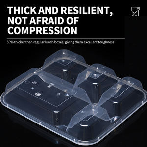 Boîte à lunch bento en plastique PP à 5 compartiments avec couvercle pour la préparation des repas à emporter au restaurant - Product Image 2