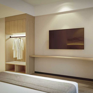 Современная однотонная деревянная пятизвездочная гостиничная мебель для спальни по индивидуальному заказу от производителя для гостиной и спальни - Product Image 3