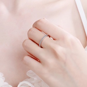 14k Real Solid White Gold 0.2ct Pave Setting Moissanite Diamond Engagement Wedding <b>Rings</b> - Product Image 3