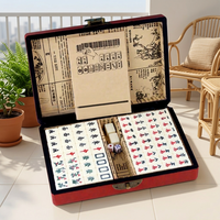 Kotak Kulit Perjalanan Mewah Modern untuk Mahjong, Catur, dan Kartu Hiburan, Melamin, Cocok untuk Asrama