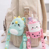 Porte-monnaie en silicone Kawaii 3D Requin Dinosaure Planète Toast Console de Jeu Bubble Tea avec logo personnalisé Vente en gros