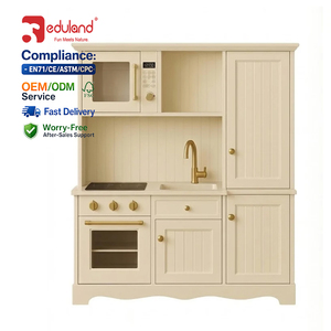 EDULAND OEM/ODM Cuisine en bois pour enfants, ensemble de jouets de cuisine pour garçons et filles, matériau MDF, certifié CE EN71, pour les grossistes - Product Image 1