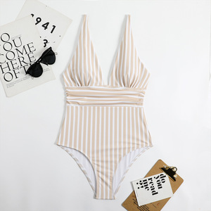 Maillot de bain une pièce rayé, sexy et amincissant, style européen et américain, pour la plage et l'été – Vente chaude - Product Image 4