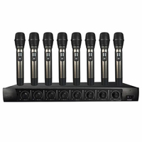 Microphones professionnels sans fil à 8 canaux, casque, cravate, microphones portatifs UHF
