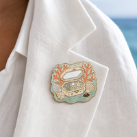 Broche personnalisée en émail souple avec perle et corail, plaquée or, thème féerique pour Halloween et cadeaux de la Fête Nationale