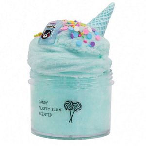 Mélange de slime bleu pour Noël, DIY, avec paillettes, breloques licorne et cœur, effet neige et nuage - Product Image 2