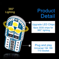 2/10 Stück T10 W5W 194 168 Auto-LED-Blinkerlichter Leselampen Glühbirnen Auto-Tür-Rückleuchten 3030 6SMD Weiß Rot Gelb Eisblau DC12V