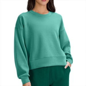 Polyester/coton élégant conception personnalisée hiver pull OEM sweats pour femmes à manches longues écologique 300g O cou Bangladesh - Product Image 2
