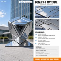 Sculpture géométrique moderne sur mesure en acier inoxydable 304 poli miroir pour la décoration des places publiques extérieures des parcs technologiques et campus