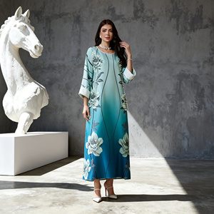 Robe Abaya élégante et modeste en polyester imprimé de haute qualité pour femmes musulmanes, fournisseur en gros sur mesure - Product Image 3