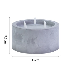 Foryoudecor <span class=keywords><strong>Bougie</strong></span> <span class=keywords><strong>LED</strong></span> Pilar en plastique durable 3 mèches Design aspect ciment pour mariages fêtes fêtes dîners - Product Image 2