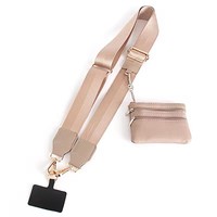 Nouvelle sangle de téléphone avec pochette zippée pour femmes, cordon de téléphone portable réglable à porter en bandoulière avec portefeuille, cordon anti-perte pour téléphone