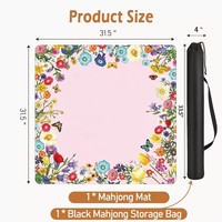 Tapis de Mahjong à Bordure Florale Colorée, Élégant, Imperméable, Pliable, Base en Caoutchouc Antidérapante, Tapis de Bureau Décoratif pour Poker et Usage Domestique