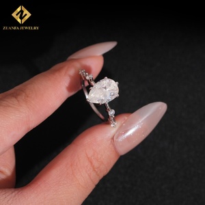 Anillo de Compromiso de Diamante con Corte de Pera, Joyería Fina al por Mayor, Plata de Ley 925, Anillo de Diamante Moissanita GRA VVS para Mujer - Product Image 6