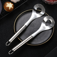 Sendok Pembuat Bakso Anti Lengket Stainless Steel Langsung dari Pabrik, Alat Dapur Oval Berlubang Kreatif untuk Memasak di Rumah dan Restoran