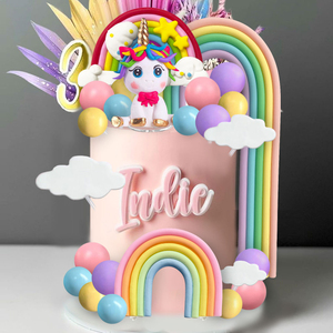 Unicorn <strong>Cake</strong> <strong>Topper</strong> Decoration Clouds <strong>Rainbow</strong> Ball <strong>Cake</strong> Decoration for Theme <strong>Birthday</strong> When <strong>Cake</strong> Decoration Supplies