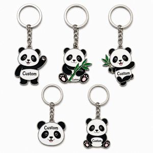 Porte-clés personnalisé en métal de haute qualité, motif panda mignon, en forme d'animal, pendentif tendance, souvenir du zoo, vente en gros - Product Image 1