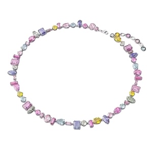 Advanced Female Crystal <strong>Necklace</strong> and Bracelet Set Unique Design with Dopamine Contrast <strong>Candy</strong> Jewelry - Product Image 1