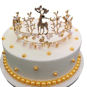 Birthday <b>Crown</b> Wedding Headdress Metal Pearls Rhinestone 25cm Small Size For Children Party Decoration - Product Image 5