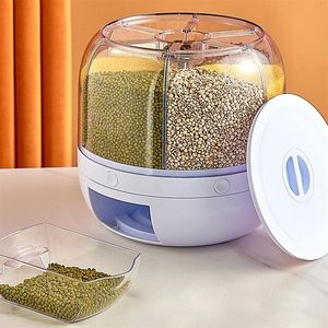 Plastic <b>Kitchen</b> <b>Storage</b> Container Rotating 6-Grid Rotary Dry Food Rice Dispenser Airtight Food Grade Lid Microwavable Injection - Product Image 3