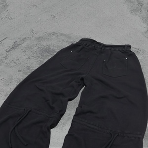 Pantalon de survêtement cargo déchiré noir pour homme, taille élastique avec cordon de serrage, style urbain, décontracté, automne - Product Image 2