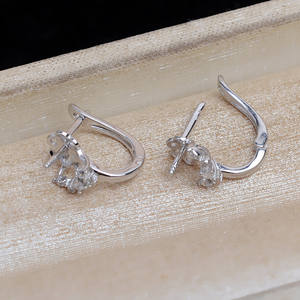 Support d'accessoire en argent S925 plaqué, forme perle brillante, pour boucles d'oreilles torsadées, support baroque creux pour perles DIY, 5615 - Product Image 3