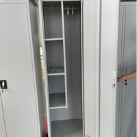 Armoire en acier à 2 portes avec serrure à clé, structure démontable, meubles de bureau à domicile, rangement, casier, garde-robe