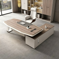 Bureau de direction en L moderne de luxe léger, avec armoire latérale à double niveau et cadre en alliage d'aluminium, vente en gros d'usine pour le bureau