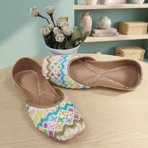 BS INTERNATIONAL Most Trending Ladies Embroidery <b>Shoes</b> Fashionable Genuine Leather Custom Designed Traditional Walking Style - Product Image 1