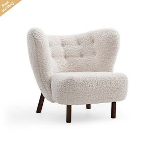 Fauteuil <span class=keywords><strong>scandinave</strong></span> moderne en laine avec pieds en bois de frêne massif, fauteuil en <span class=keywords><strong>velours</strong></span> pour salon, chaises longues pour la maison et l'hôtel - Product Image 2